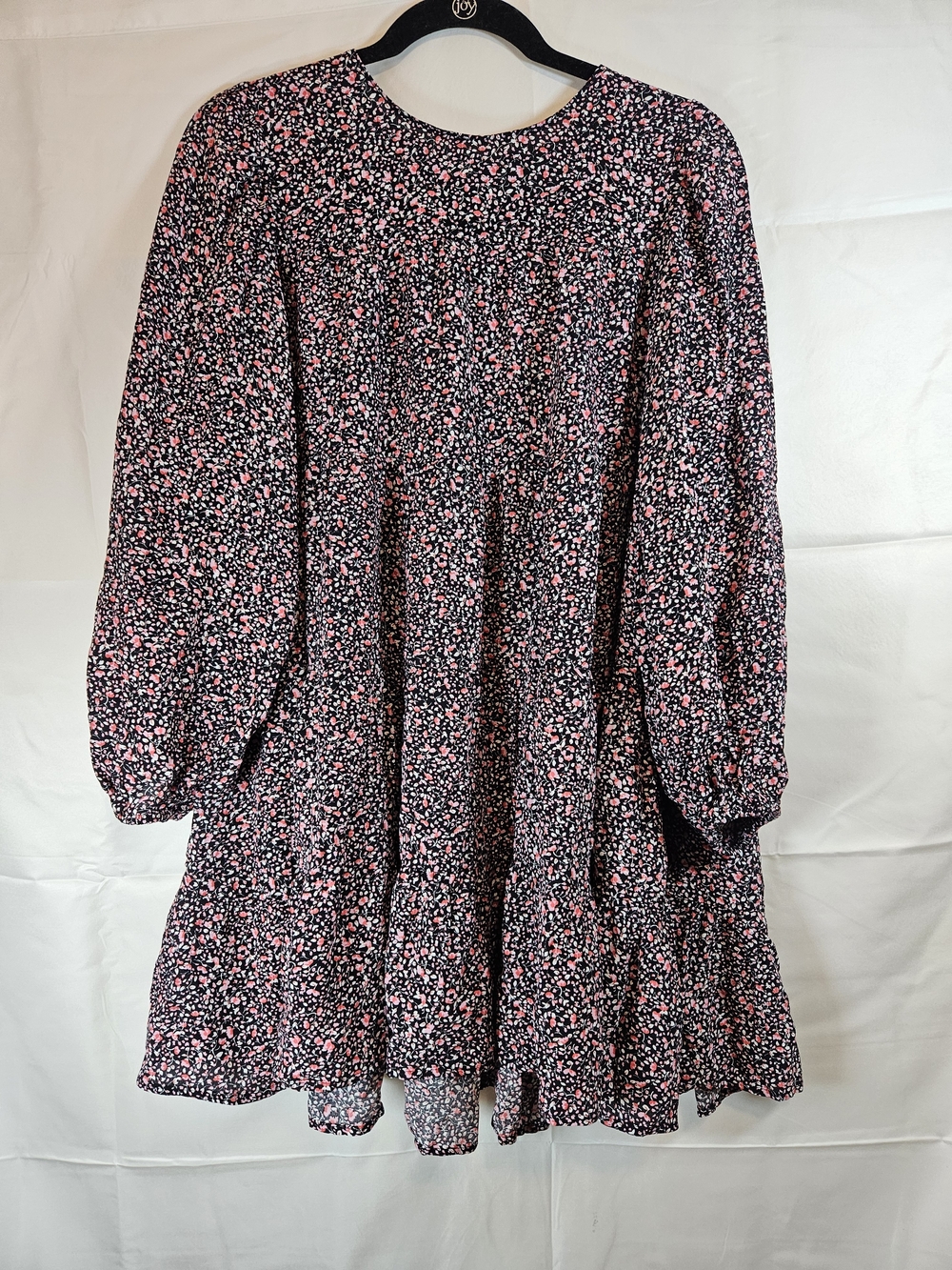 Zara Black Dress with Pink and White Floral Motif boho Business Casual Office